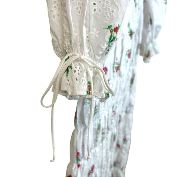 For Love & Lemons - Women’s ‘Tarte’ Eyelet Smocked Mini Dress - White, Small - Picture 8 of 16